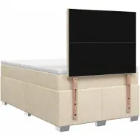 vidaXL Cama con somier y colchón de color crema, 120 x 200 cm, tapizada en tela