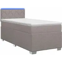 Syfax Cama con somier, colchón y luz LED, color taupe, 90 x 190 cm, tapizada en tela