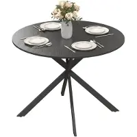 Youjia Mesa redonda para comedor, para 4 personas, estilo industrial, con patas de acero, ideal para comedor o cocina, color