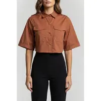 Guess Marciano By Pat Cropped Shirt Terre Di Siena Talla: 38 | Camisas Outlet | Mujer