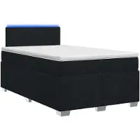 vidaXL Cama con somier y colchón, con iluminación LED, color negro, 120 x 190 cm, tapizada en tela