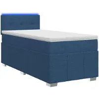 Syfax Cama con somier y colchón, con cabecero, color azul, 90 x 200 cm, tapizada en tela