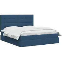 vidaXL Cama con almacenamiento LED y colchón, color azul, 160 x 200 cm, tapizada