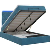 vidaXL : Banco-cama con colchón y luces LED, color azul oscuro, 120 x 200 cm, tapizado en terciopelo