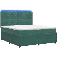 Syfax Cama con somier y colchón LED, color verde oscuro, 140 x 200 cm, tapizada en terciopelo