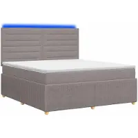 vidaXL Cama boxspring con somier y colchón LED, color taupe, 140 x 200 cm, tapizada en tela