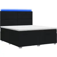 Syfax Cama con somier y base LED, con colchón, color negro, 160 x 200 cm, tapizada en tela
