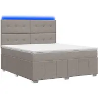 Syfax Cama con somier y colchón LED, color taupe, 160 x 200 cm, tapizada en tela