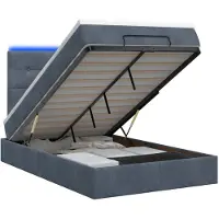 vidaXL : Banco-cama con colchón y luces LED, color gris oscuro, 120 x 200 cm, tapizado en terciopelo