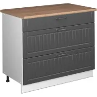 Vicco Mueble bajo de cocina Fame-Line Gris oscuro/Blanco 100 cm, ET Roble, Model 61986