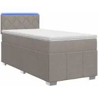 Syfax Cama con somier y colchón, color taupe, 100 x 200 cm, tapizada en tela