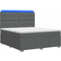 Syfax Cama con somier y colchón LED, color gris oscuro, 140 x 200 cm, tapizada en tela