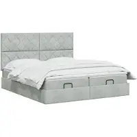 vidaXL : Otomana-cama con colchón y luces LED, gris claro, 180 x 200 cm, tapizada en terciopelo