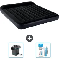 Intex Colchón inflable - Para 2 personas - 183 x 203 x 25 cm - Azul oscuro - Incluye bomba y kit de reparación