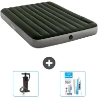 Intex Colchón inflable - Para 2 personas - 152 x 203 x 25 cm - Verde - Incluye bomba y kit de reparación