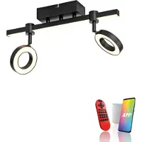 JUST LIGHT , plafón LED, modelo 12075-18, color negro, 10,5 W, 1300 lúmenes, CCT, RGB, compatible con sistemas de domótica