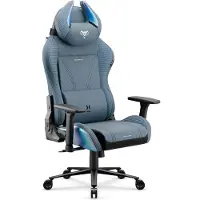 Diablo Chairs Silla de juego Diablo X-Horn 2.0, silla de oficina, silla de escritorio, diseño ergonómico, tapizada en tela, color azul arcoíris, tamaño normal