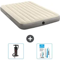 Intex Colchón inflable – Para 2 personas – 152 x 203 x 25 cm – Beige – Incluye bomba y kit de reparación
