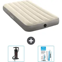 Intex Colchón inflable – 1 persona – 99 x 191 x 25 cm – Beige – Incluye bomba y kit de reparación