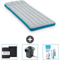 Intex Colchón inflable para camping – Tipo sofá francés – 72 x 189 x 20 cm – Azul – Incluye sábana bajera ajustable, bomba y kit de reparación