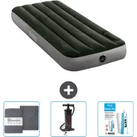 Intex Colchón inflable - 1 persona - 76 x 191 x 25 cm - Verde - Incluye sábana ajustable y kit de reparación de bomba