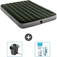 Intex Colchón inflable - Cama doble - 137 x 191 x 25 cm - Verde - Incluye bomba y kit de reparación