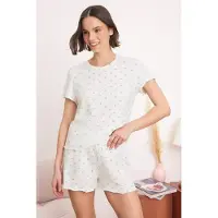 Trendyol Pijama de pantalón corto navy / blanco