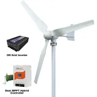StarTech.com Turbina eólica horizontal - Generador eólico SM3-5000 - 5000 W - 48 V - 3 aspas - Silenciosa - Con sistema inversor - Blanco