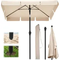 StarTech.com Parasol de playa - Parasol - Protección UV - De doble capa - Para 3-4 personas - Fabricado en lona - De forma cuadrada - Color beige