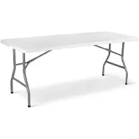 StarTech.com Mesa plegable - Mesa de jardín plegable - Dimensiones: 183 x 76 x 74 cm - Estructura de metal - Superficie de PVC - Para 8 personas - Para exteriores - Color blanco