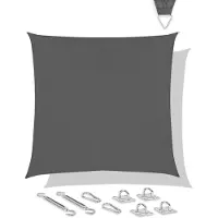 Vonroc Toldo vela cuadrada - 360x360 cm - gris | kit inox incluido