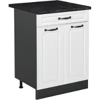 Vicco Mueble bajo de cocina R-Line Blanco casa de campo/Antracita 60 cm con cajón encimera Antracita, Model 61115