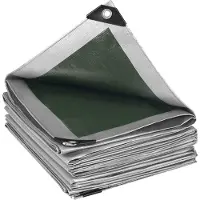 BellaFurn Lona impermeable con ojales, 180 g/m², color gris verdoso, 3x5 metros