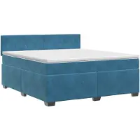 vidaXL Cama con somier y colchón, color azul oscuro, 140 x 190 cm, tapizada en terciopelo