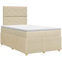 vidaXL Cama con somier y colchón de color crema, 120 x 200 cm, tapizada en tela