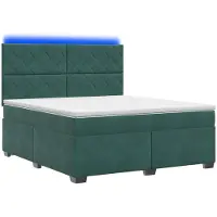 Syfax Cama con somier y colchón, color verde oscuro, 160 x 200 cm, tapizada en terciopelo