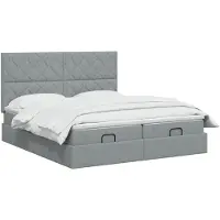 vidaXL : Otomana-cama con colchón y luces LED, color gris claro, 200 x 200 cm, tapizada en tela