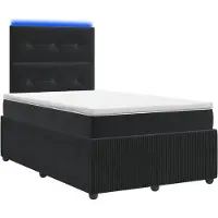 Syfax Cama con somier y colchón LED, color negro, 120 x 190 cm, tapizada en terciopelo
