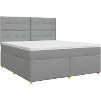 Syfax Cama con somier y colchón, color gris claro, 140 x 190 cm, tapizada en tela