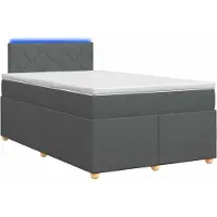 vidaXL Cama con somier y colchón de la marca , color gris oscuro, dimensiones 120 x 190 cm, tapizada en tela
