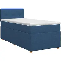 vidaXL Cama con somier y colchón, con cabecero, color azul, 90 x 190 cm, tapizada en tela
