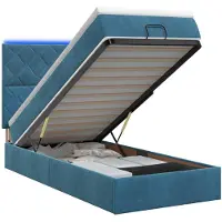vidaXL : Banco-cama con colchón y luces LED, color azul oscuro, 90 x 190 cm, tapizado en terciopelo