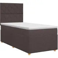 Syfax Cama con somier y colchón, color marrón oscuro, 100 x 200 cm, tapizada en tela