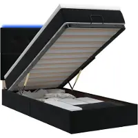 Syfax Cama otomana con colchón y luces LED, color negro, 80 x 200 cm, tapizada en terciopelo
