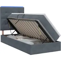 vidaXL Cama con almacenamiento LED, color gris oscuro, 90 x 190 cm, con colchón, tapizada en terciopelo