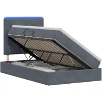vidaXL Cama con almacenamiento LED, color gris oscuro, 120 x 200 cm, tapizada en terciopelo