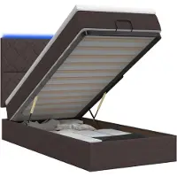 Syfax Cama otomana con colchón y luces LED, color marrón oscuro, 100 x 200 cm