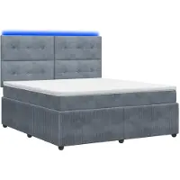 Syfax Cama con somier y colchón LED, color gris oscuro, 160 x 200 cm, tapizada en terciopelo