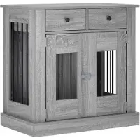 vidaXL : Mueble para jaula de perro, estilo Sonoma gris, 80 x 47,5 x 80 cm, material de madera
