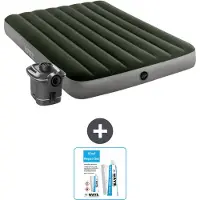 Intex Colchón inflable - Cama doble - 137 x 191 x 25 cm - Verde - Incluye bomba - Kit de reparación